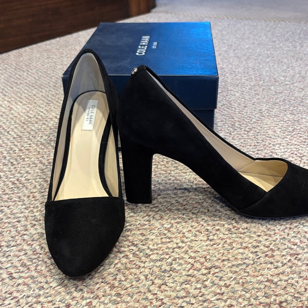 Cole Haan Black Suede Heels - Picture 2 of 5